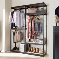 Baxton Studio BH06/BH09-Black-Shelf Gavin Black Metal 7-Shelf Closet Storage Racking Organizer